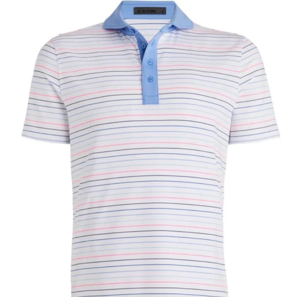 G/Fore Men's Large Snow Multi Stripe Jersey Modern Spread Collar Polo MSRP $120